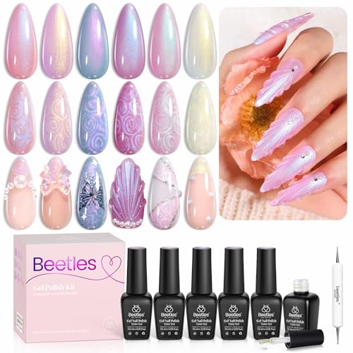 Beetles Pearl Gel Nail Polish Set – 3 Vivid Swirl Colors, Long-Lasting UV/LED Finish