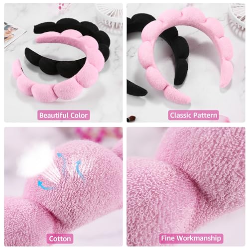 Spa Headbands for Washing Face, Set of 2 Terry Cloth Headbands