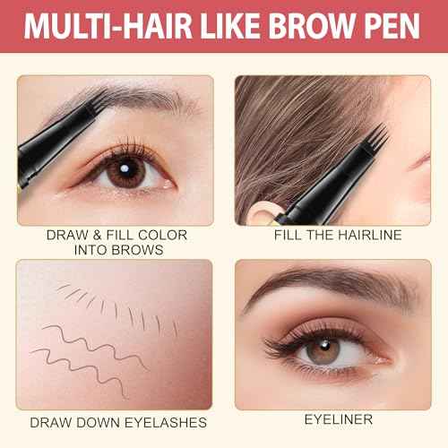LAVONE Eyebrow Pen, 2-in-1 Eyebrow Pencils for Women with 4 Tip Microblading Eyebrow Pencil and Curved Precise Brow Pencil, Waterproof Eyebrow Pencil Create Full, Natural Hair-Like Brows, Dark Brown
