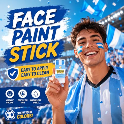FirstFly Argentina World Cup Face Paint Stick - Blue & White Body Paint for Sports & Celebrations