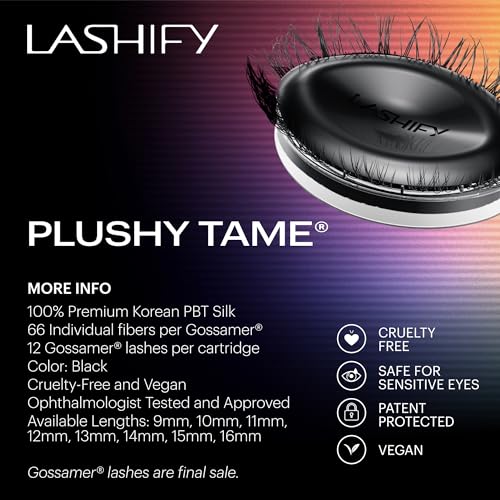 Lashify Plushy Tame 12mm Gossamer Lashes in Black, Easy DIY False Lashes for a Voluminous Yet Still Natural Look