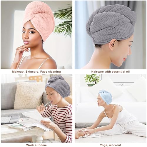 Microfiber Hair Towel Wrap – 3 Pack Quick Dry Turban