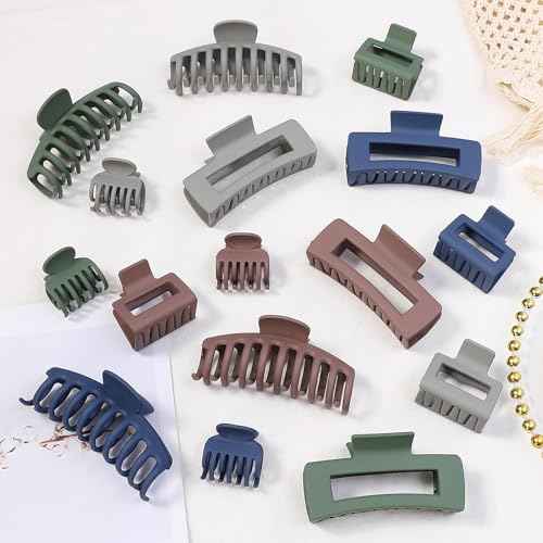Hair Claws 16 Pcs Hair Clips for Women Thin Thick Curly Hair Large and Small Matte Banana Clips Strong Hold Nonslip