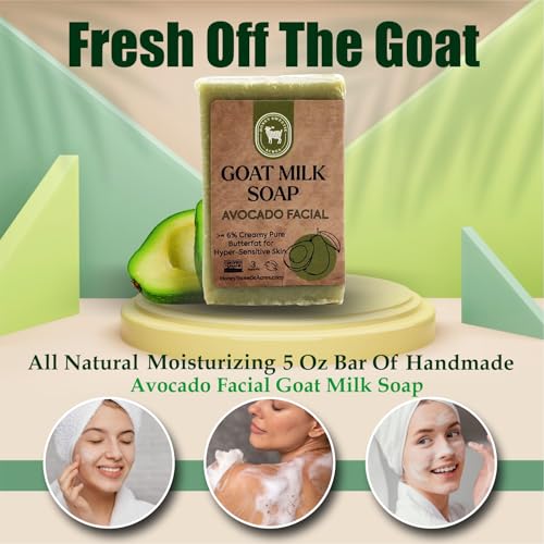 Honey Sweetie Acres Fresh Off The Goat All Natural Moisturizing 3 Oz Avocado & Goat Milk Facial Cleansing Bar ? Handcrafted, Eco-Friendly ? Made in USA