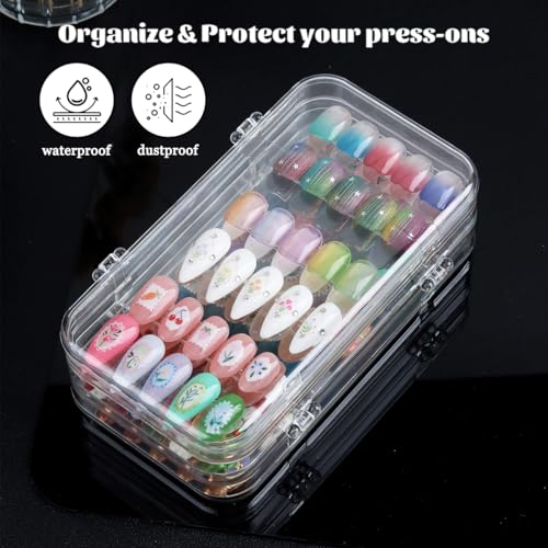 Fcozpjk Press On Nail Organizer Case - Tri-Fold Clear Acrylic Storage