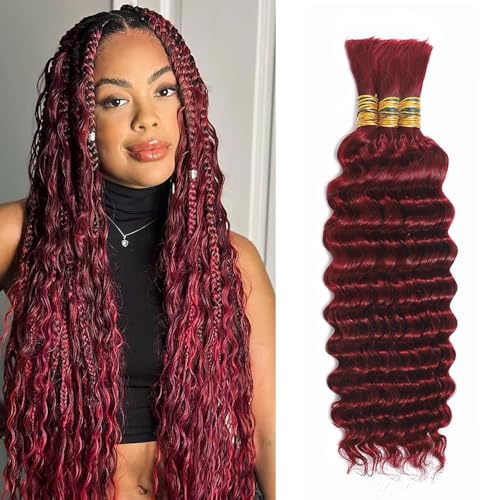 28 Inch Burgundy Boho Hair Braiding Bundles - 3 Pack