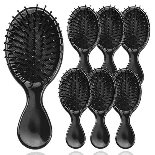 10 Pack Mini Hair Brushes Bulk, Mini Hair Brush Individually Wrapped, Soft Bristles Adds Shine, Scalp Massage and Detangling, Safe for All Hair Types Extensions, Wigs(Bright Black)