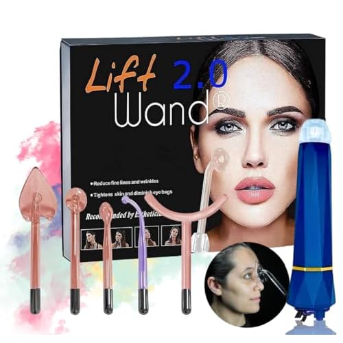 Lift Wand 2.0 Facial Anti-Aging Skin Therapy Wand Up to 20 Watt Power Includes 5 attachments w/Exclusive Nose Attachment w/ 3 Prong Safety Cord