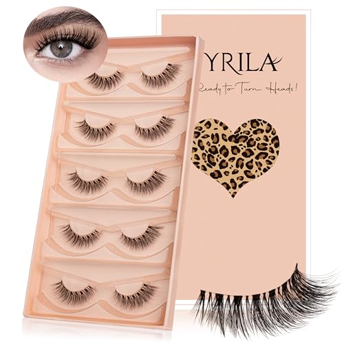 VYRILA Wispy False Eyelashes 14mm with Clear Band - 5 Pack