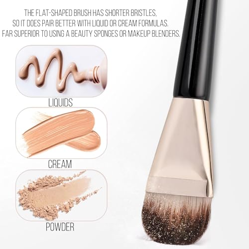 KINGMAS 2Pcs Flat Foundation & Concealer Brush Set - Korean Makeup Tools for Liquid & Cream Blending