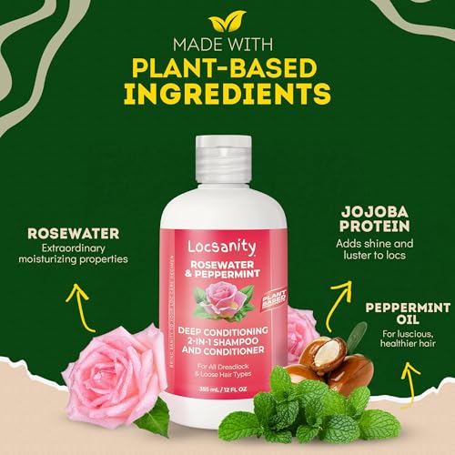 Locsanity Rosewater Peppermint 2-in-1 Shampoo & Conditioner for Locs