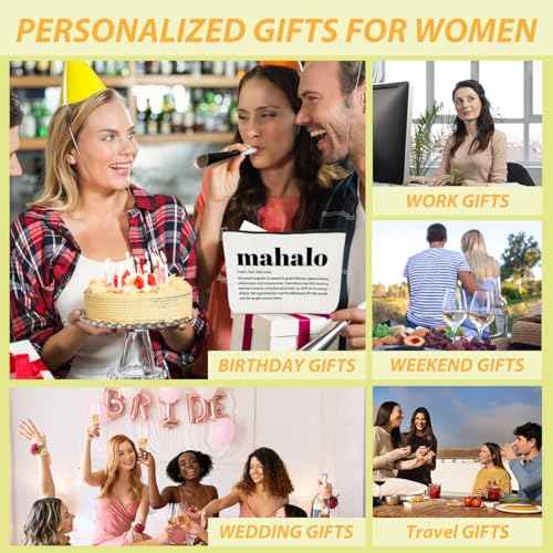 Christmas Thank You Gifts Mahalo Definition Inspirational Makeup Bag Hawaii Cosmetic Bag Hawaiian Gifts Hawaiian souvenirs for Women Female Grandma Mom Sister Friend Wife Travel Toiletry Bag Birthday