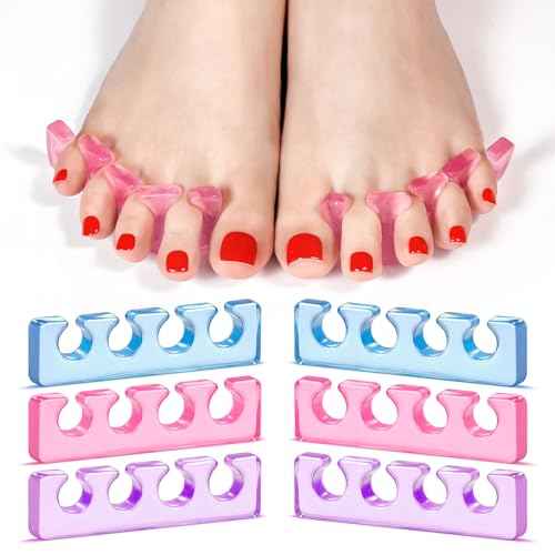 MelodySusie 6Pcs Toe Separators for Women Pedicure, Flexible Soft Silicone Toe Spacers Kit for Separating Fingers & Toes, Nail Polish and Grooming, Suitable for Home DIY Salon tools, Gifts for Women