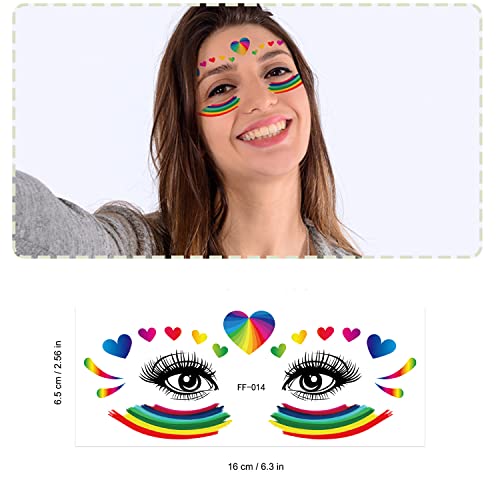 Rainbow Pride Face Temporary Tattoo Stickers, 10 Sheets