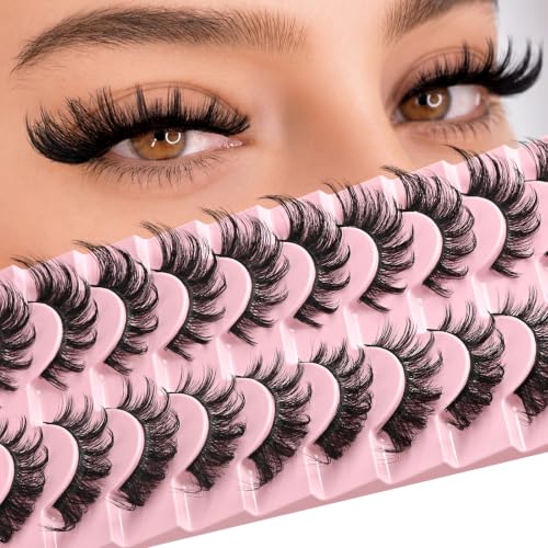 APCYUST Cat Eye False Mink Eyelashes - D Curl, Fluffy Demi Wispies