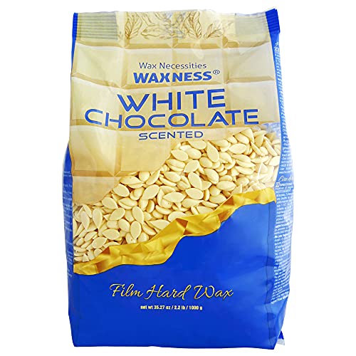 Waxness Film Hard Wax Beads White Chocolate 2.2 lb (1 kg) ? Stripless Professional Hard Wax with White Chocolate Scent for Face & Body, Smooth Application ? Made in Italy