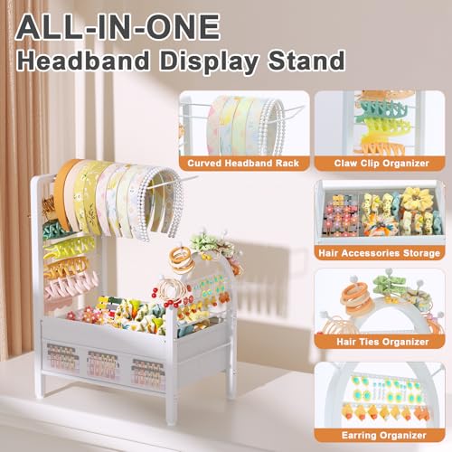 Headband Holder Organizer with Anti-Slip Base - Hair Accessory Storage Rack