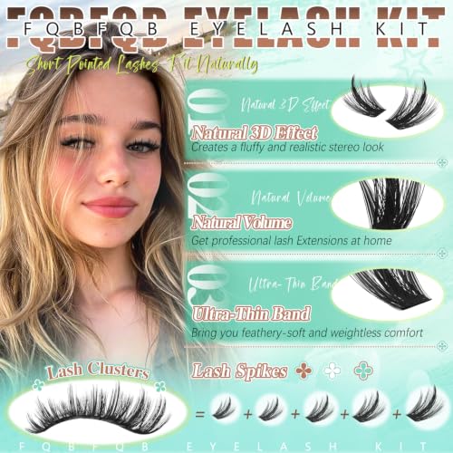 Spiky Lash Clusters Kit, 192Pcs Individual Extensions 9-18mm