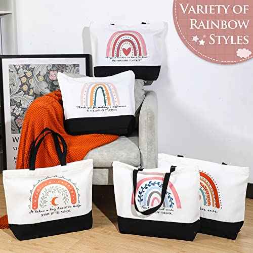 Paterr 20 Pcs Appreciation Gift Bulk for Teachers Tote Bags with Makeup Bag Thanksgiving Gift for Teacher Women Mom Team