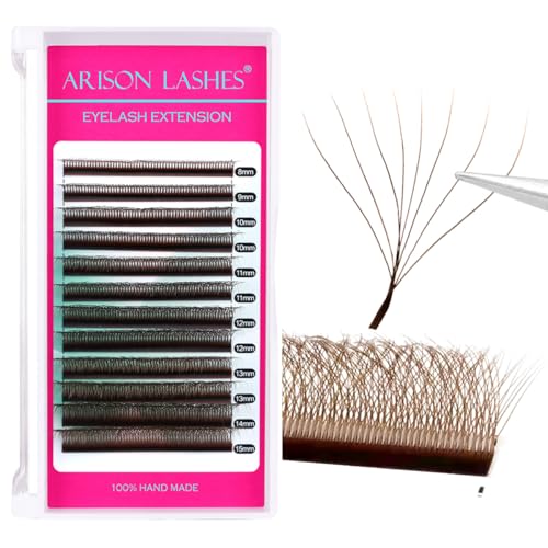 8D W Shape Premade Eyelash Extension Fans - Brown 0.07 Curl
