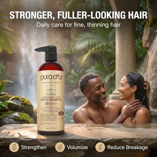 PURA D'OR Biotin Shampoo for Thinning Hair - 16 fl oz