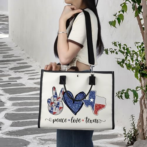 LEVLO Texas State Cosmetic Bag Long Distance Relationships Gift Peace Love Texas Zipper Pouch Bag Moving Away Gift
