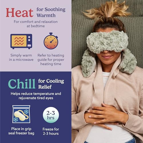 warmies Microwavable Eye Mask for Warmth & Comfort - Heating & Cooling Compress for Calming Relaxation - Weighted & Heated Eye Mask with Scented Lavender for Sleeping - Curly Sage
