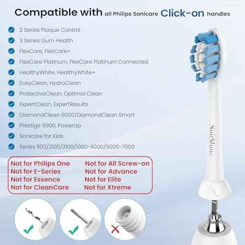 Replacement Toothbrush Heads Compatible with Philips Sonicare and More Click-on Handles 8 Pack White