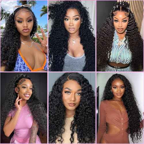 Water Wave Bundles Human Hair (10 12 14 Inch) 100% Unprocessed Brazilian Virgin Human Hair Curly Bundle For Black Women Wet and Wavy Double Weft 3 Bundles Natural Black