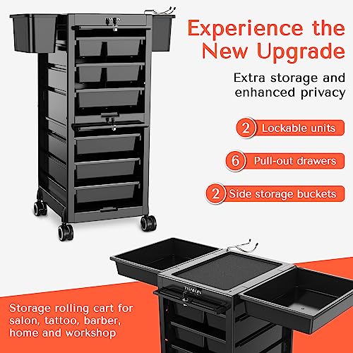 TASALON Lockable Salon Trolley Cart with 6 Drawers & Wheels