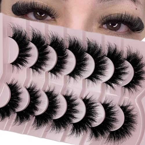 Cat Eye False Lashes 18mm - 7 Pairs 3D Mink Wispy