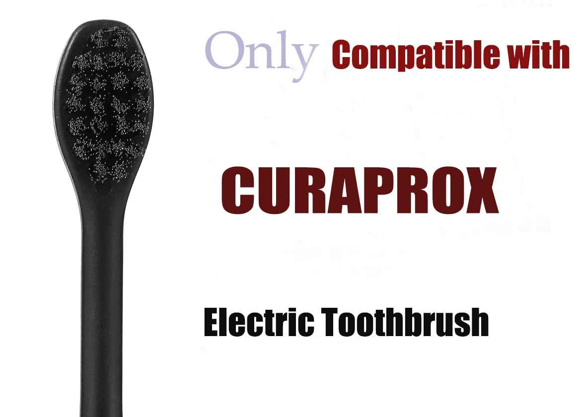 6 Pcs Replacement Toothbrush Heads for Curaprox Hydrosonic Electric Toothbrush Adults with Dust Cover, Black