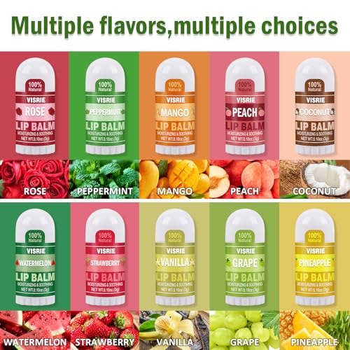 60 Pack Mini Lip Balm Bulk, Natural Lip Balm with Vitamin E & Beeswax, Moisturizing Lip Care for Dry Lips, Perfect for Party Favors, Care Packages & Small Gifts