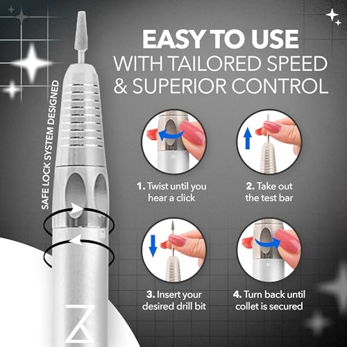 2-in-1 Cordless Nail Drill with Brushless Motor - 35000 RPM, Aluminium Casing