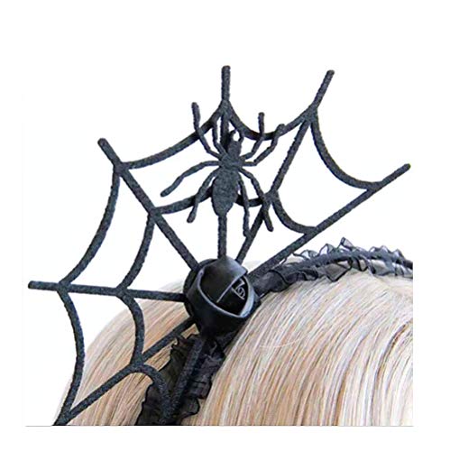 Cathercing Halloween Black Spider Web Rose lace Headband for Women Girls Kids Hair Hoop Costume Headpiece Hair Accessories for Cosplay Prom Party