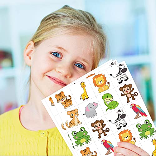 Animal Temporary Tattoos for Kids - 60 Pack Safari Party Favors