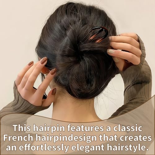 6PCS Tortoiseshell U-Shaped French Hair Pins for Elegant Styles