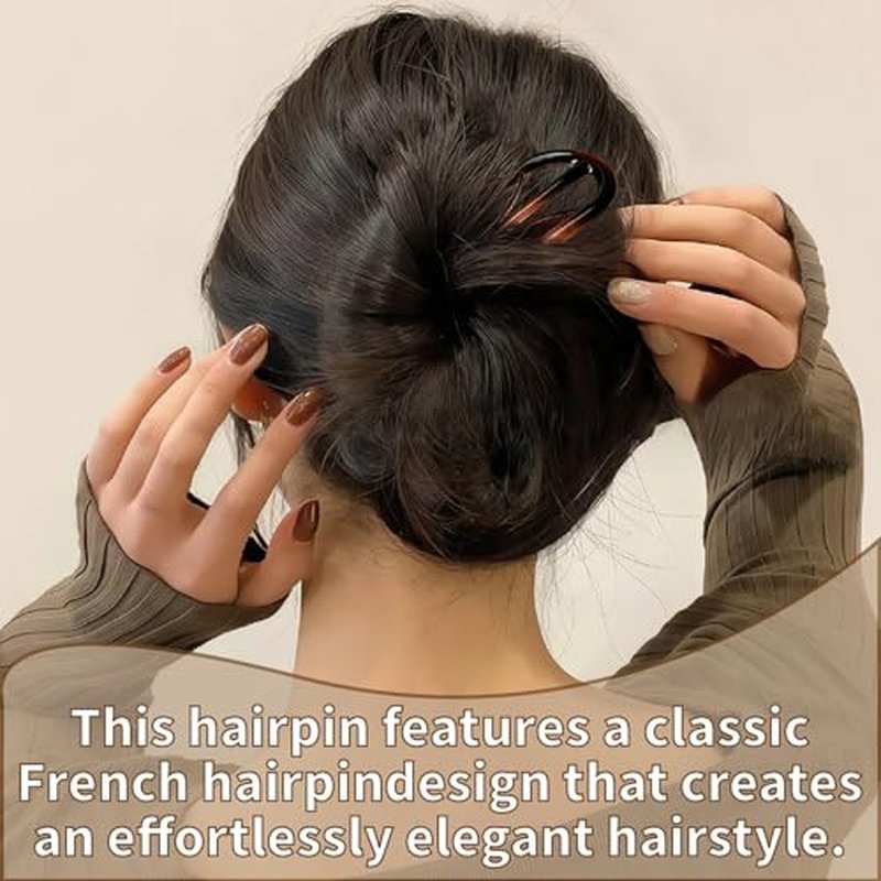 6PCS Tortoiseshell U-Shaped French Hair Pins for Elegant Styles