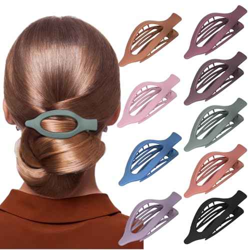French Hair Claw Clips, 9-Pack Lay-Flat Design with Gift Box,Matte and Comfortable Hair Clips for All-Day Work, Travel,Yoga & Strong Hold for All Hair Types