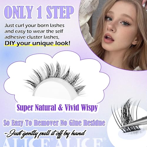 ALICE Self Adhesive Lash Clusters - 120pcs Reusable Wispy Lashes