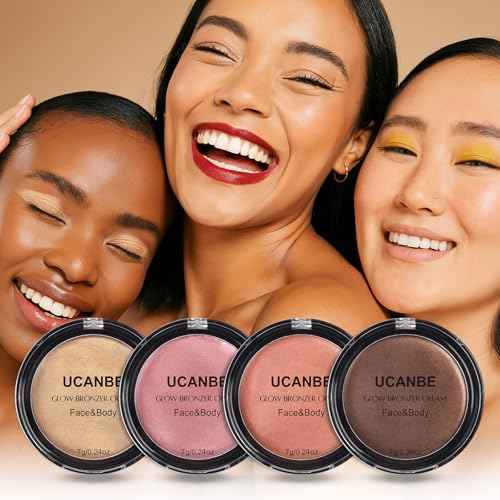 UCANBE Cream Bronzer for Face & Body, Natural Rose Gold Sun-Kissed Glow Blusher, Buildable Luminous for Long Lasting Rosy Flushed, Lightweight Illuminating Contouring Multi-Use Makeup Palette
