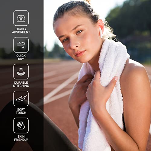Infinitee Xclusives Premium White Hand Towels 6 Pack, 16x28 Inches, Hotel and Spa Quality + Washcloths Set ? Pack of 12, 13x13 Inches 100% Cotton Wash Cloths for Your Body and Face Towels