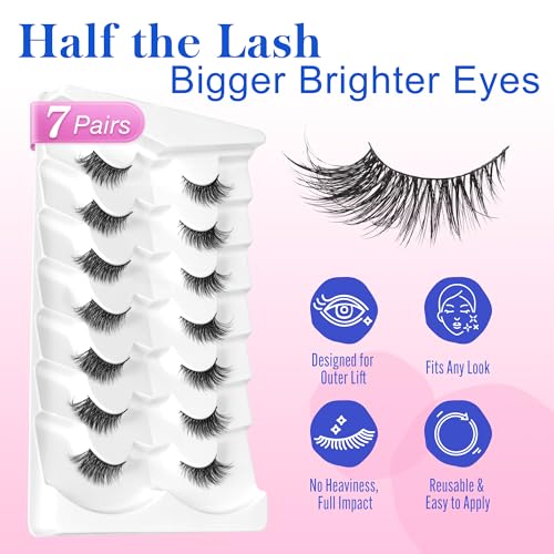 BEPHOLAN Half False Eyelashes Cat Eye 7 Pair Fluffy Faux Mink