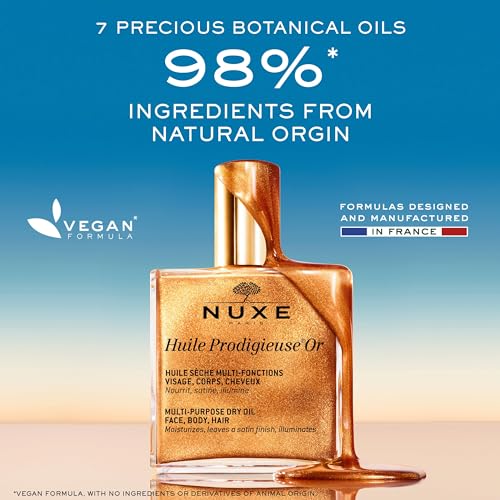 Nuxe Huile Prodigieuse Shimmer Dry Oil (1.6 Fl Oz) & R?ve de Th? Aluminum-Free Deodorant (1.6 Fl Oz), Skincare Duo for Radiant Skin & 24-Hour Freshness