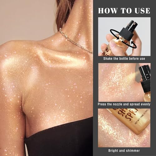 Champagne Body Glitter Spray - Moisturizing Shimmer Highlighter