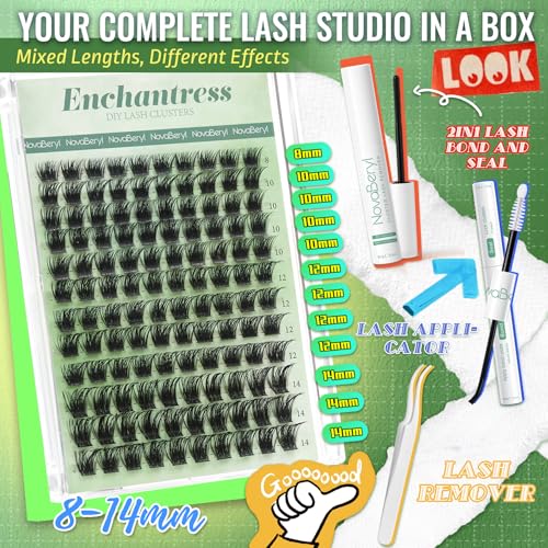 Enchantress Short Lash Clusters Kit 8-14mm with Bond & Remover