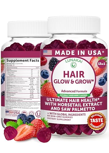 Lunakai Hair Growth Gummies with Biotin & Zinc - 60ct