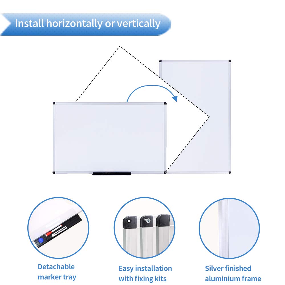 VIZ-PRO Magnetic Dry Erase Board, 48 X 24 Inches, Silver Aluminium Frame