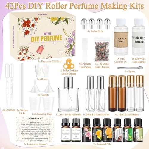 DIY Perfume Making Kit with 8 Essential Oils & Roller Bottles