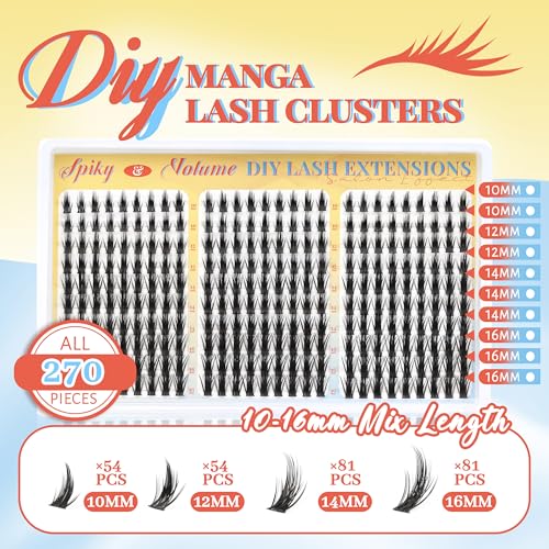 Manga Spiky Cluster Lashes 270Pcs D Curl 10-16mm DIY